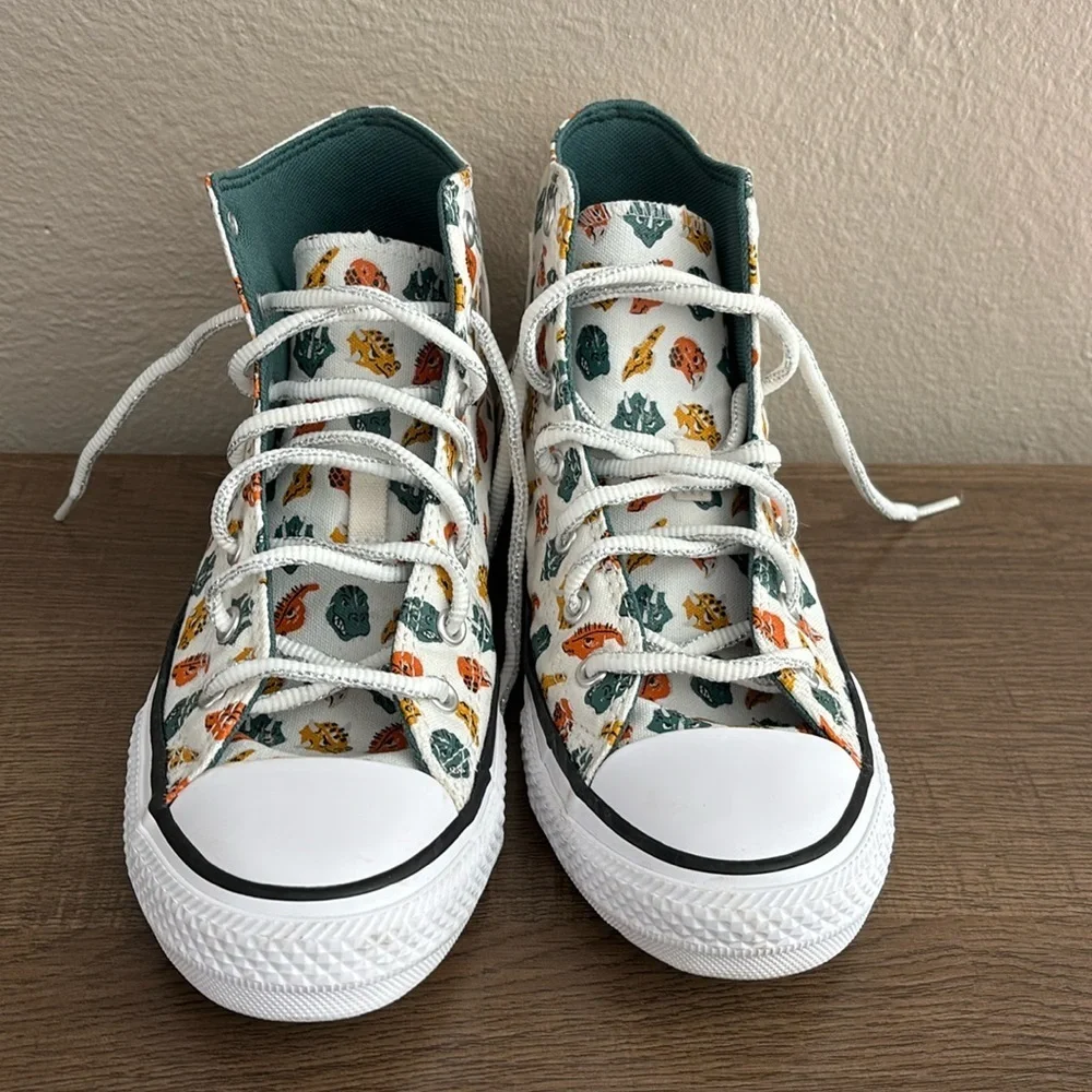 Converse Boys Hi-Top Dinosaur School Sneakers Shoes Kids Size 4.5